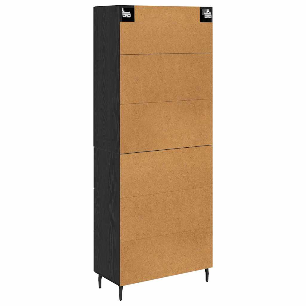 Hoge kast met lade 2 pcs Zwart eiken Geengineerd Hout en Glas is nu te koop bij PeponiXL, paradijselijk wonen!
