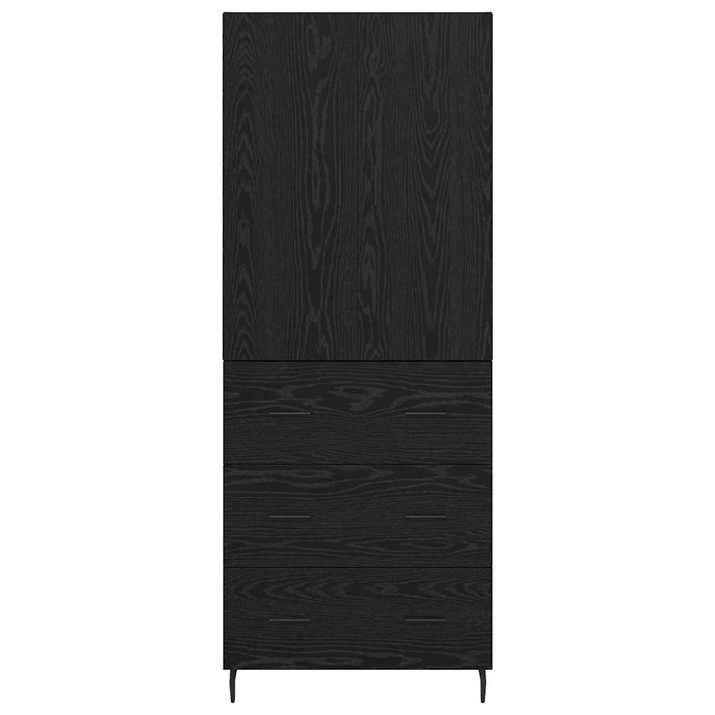 Hoge kast met lade 2 pcs Zwart eiken Geengineerd Hout en Glas is nu te koop bij PeponiXL, paradijselijk wonen!