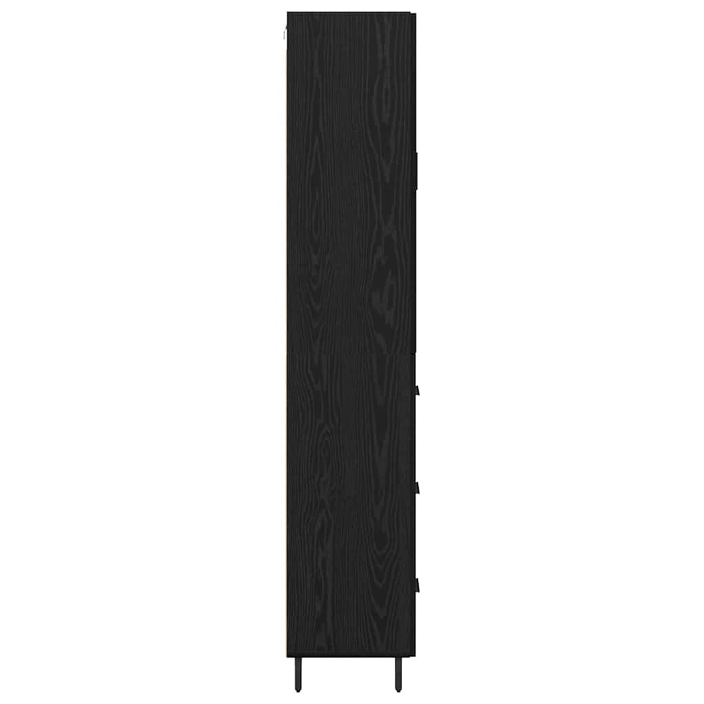 Hoge kast met lade 2 pcs Zwart eiken Geengineerd Hout en Glas is nu te koop bij PeponiXL, paradijselijk wonen!