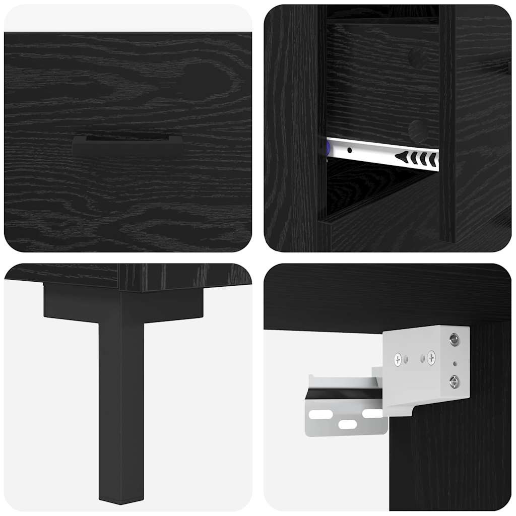 Hoge kast met lade Zwart Eiken 69,5 x 34 x 180 cm Bewerkt hout is nu te koop bij PeponiXL, paradijselijk wonen!