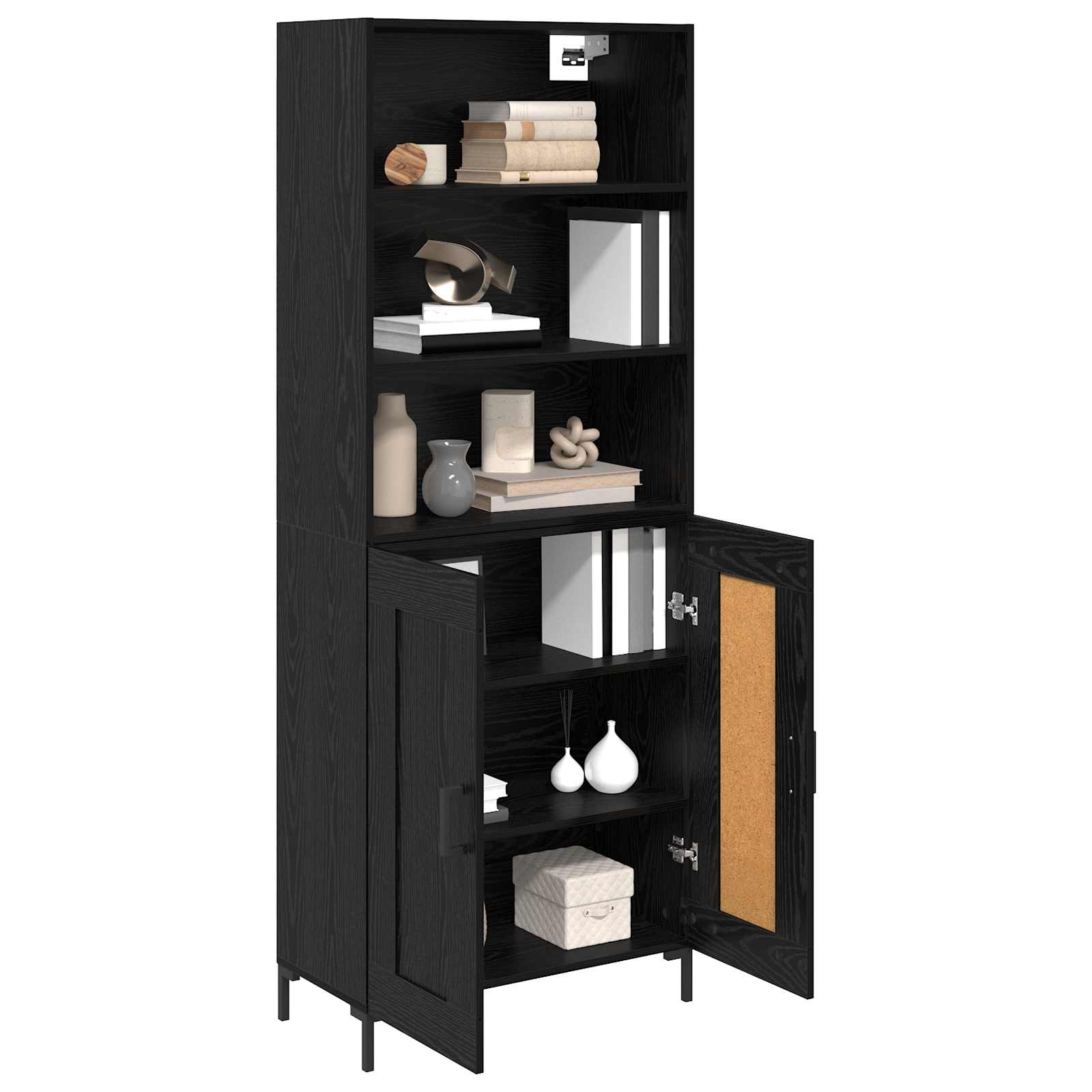 Hoge kast met lade Zwart Eiken 69,5 x 34 x 180 cm Bewerkt hout is nu te koop bij PeponiXL, paradijselijk wonen!