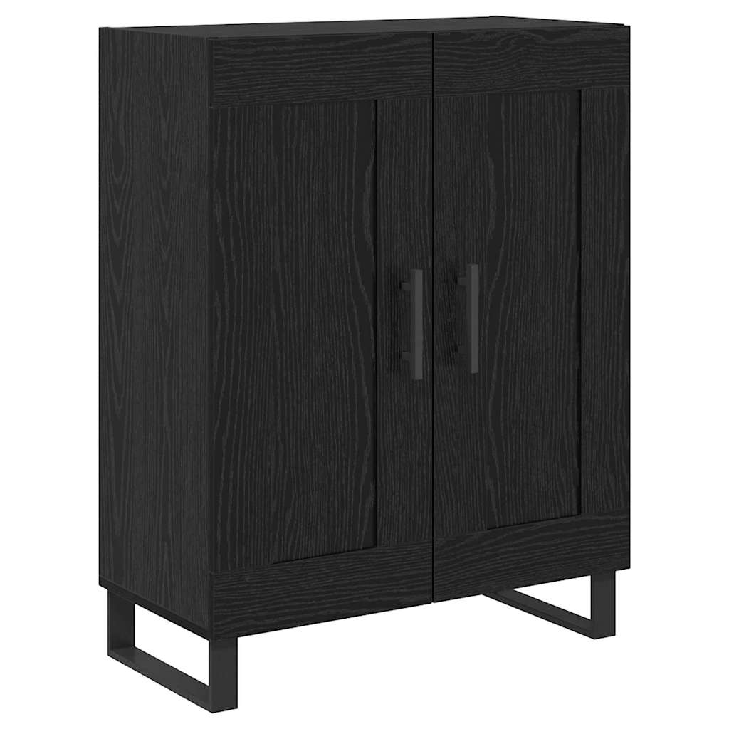 Hoge kast 2 pcs Zwart Eiken Geengineerd Hout en Glas is nu te koop bij PeponiXL, paradijselijk wonen!