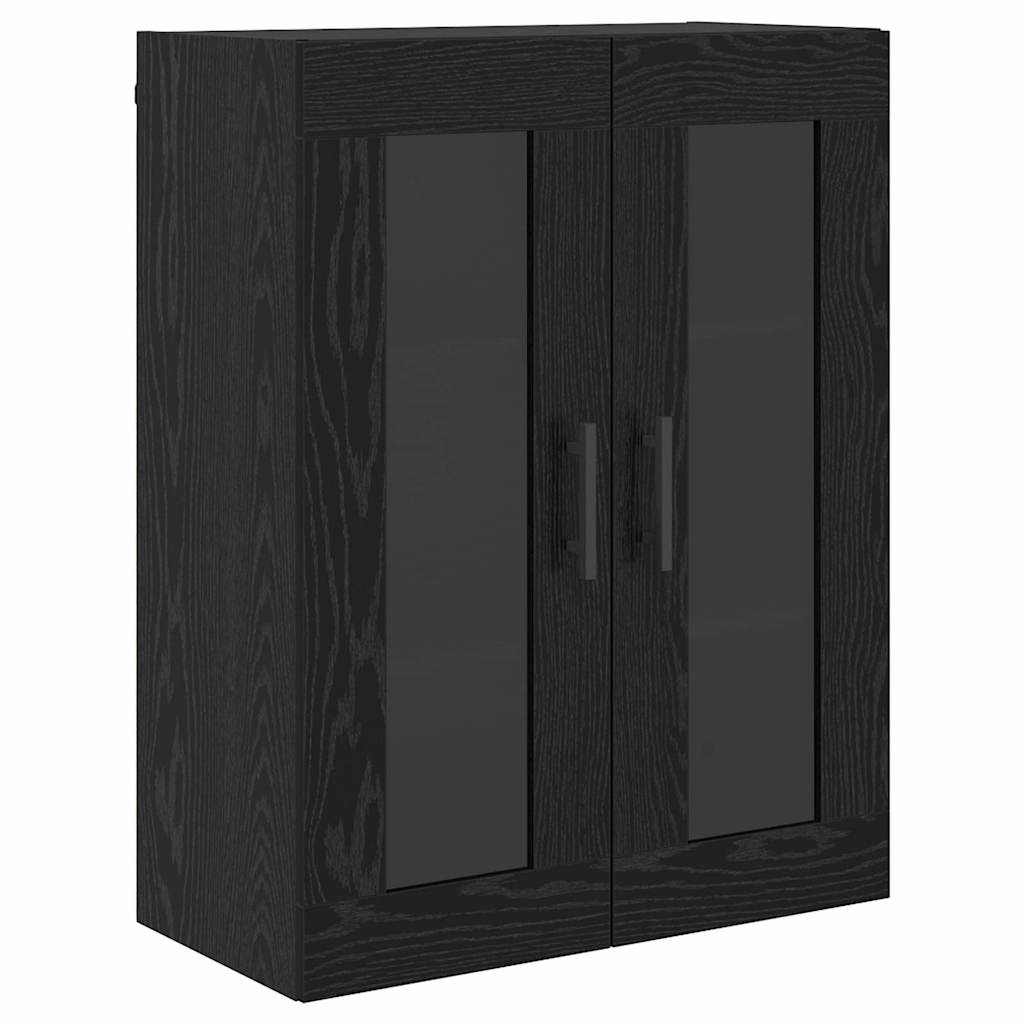 Hoge kast 2 pcs Zwart Eiken Geengineerd Hout en Glas is nu te koop bij PeponiXL, paradijselijk wonen!