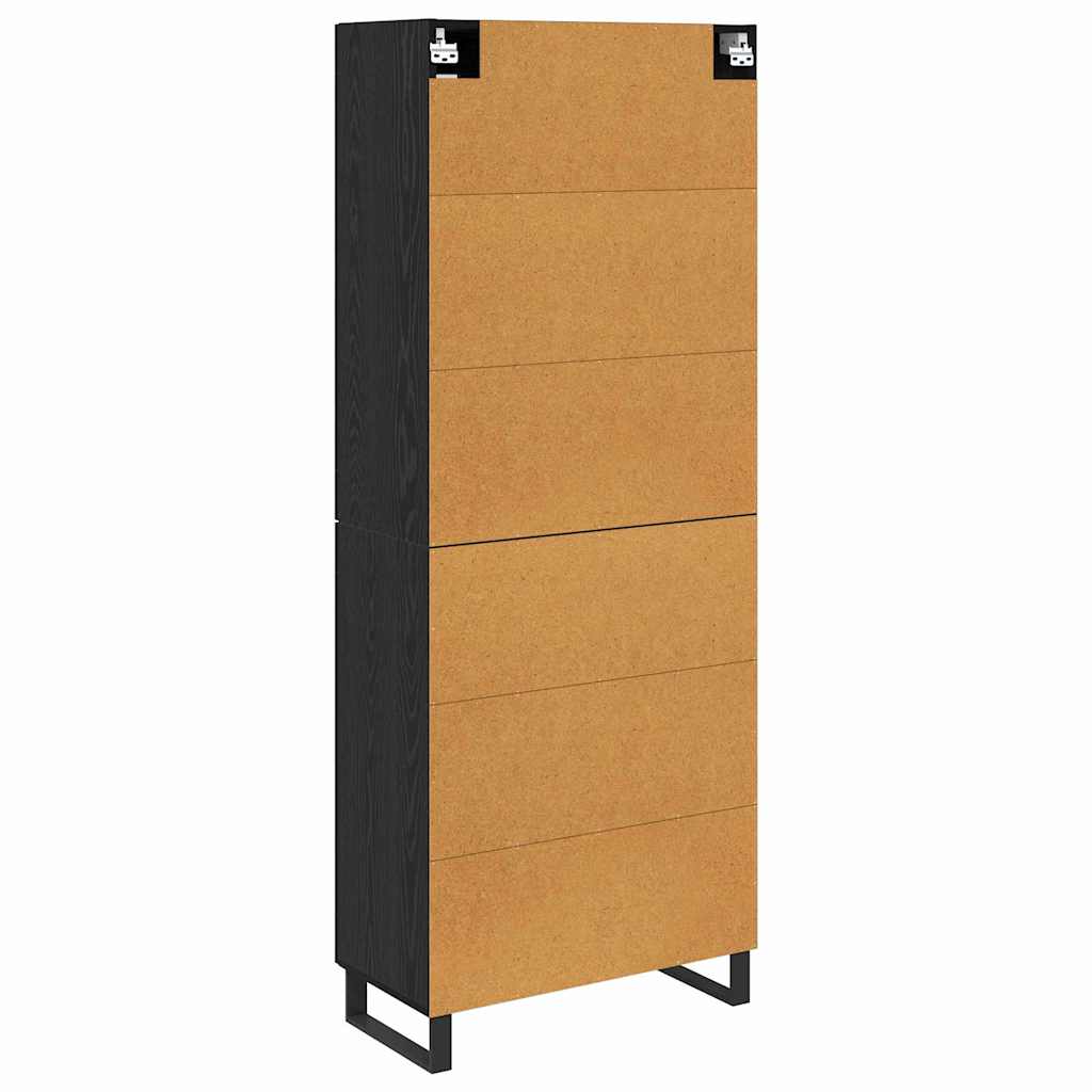 Hoge kast 2 pcs Zwart Eiken Geengineerd Hout en Glas is nu te koop bij PeponiXL, paradijselijk wonen!