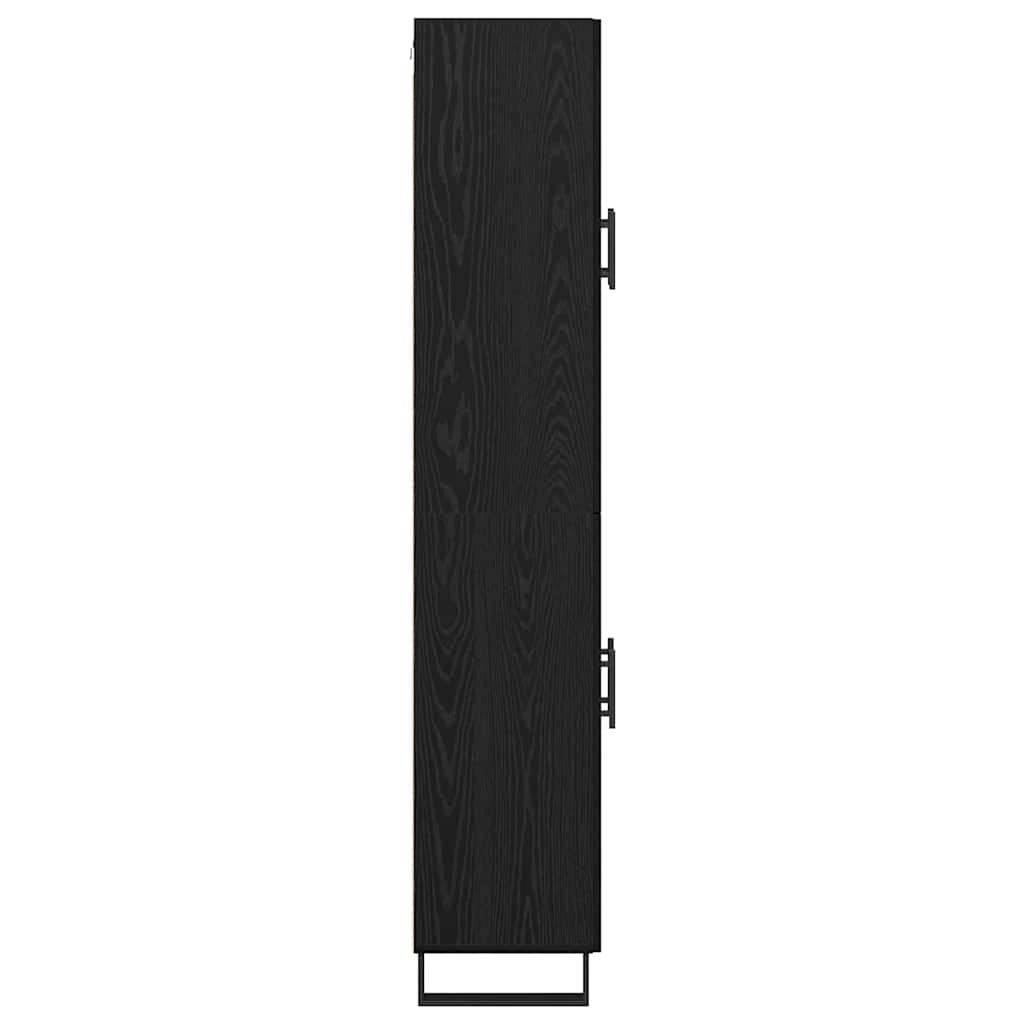 Hoge kast 2 pcs Zwart Eiken Geengineerd Hout en Glas is nu te koop bij PeponiXL, paradijselijk wonen!