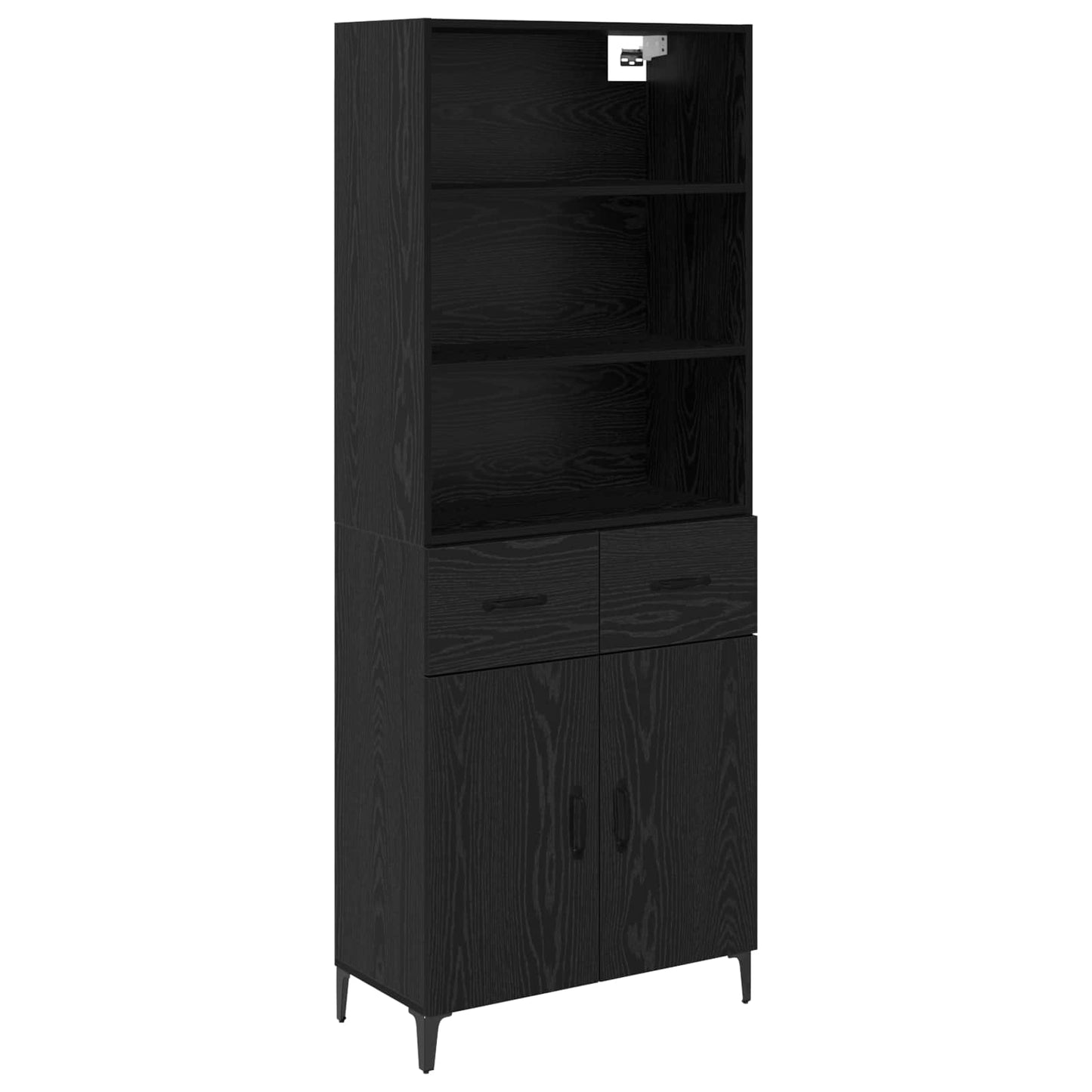 Hoge kast met lade Zwart Eiken 69,5 x 34 x 180 cm Bewerkt hout is nu te koop bij PeponiXL, paradijselijk wonen!