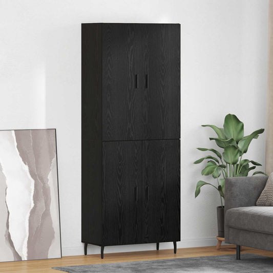 Hoge kast 2 pcs Zwart eiken Geengineerd Hout en Glas is nu te koop bij PeponiXL, paradijselijk wonen!
