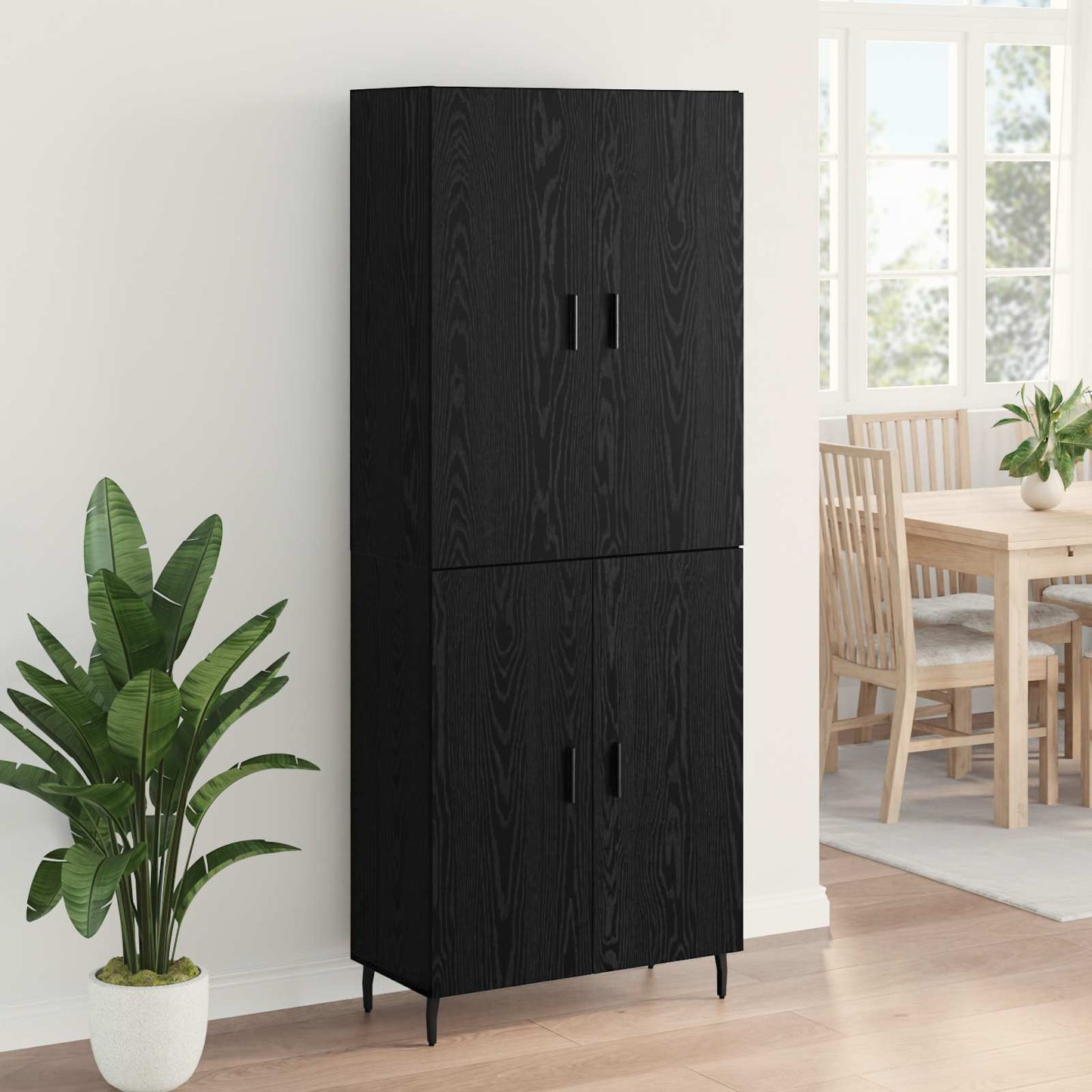 Hoge kast 2 pcs Zwart eiken Geengineerd Hout en Glas is nu te koop bij PeponiXL, paradijselijk wonen!