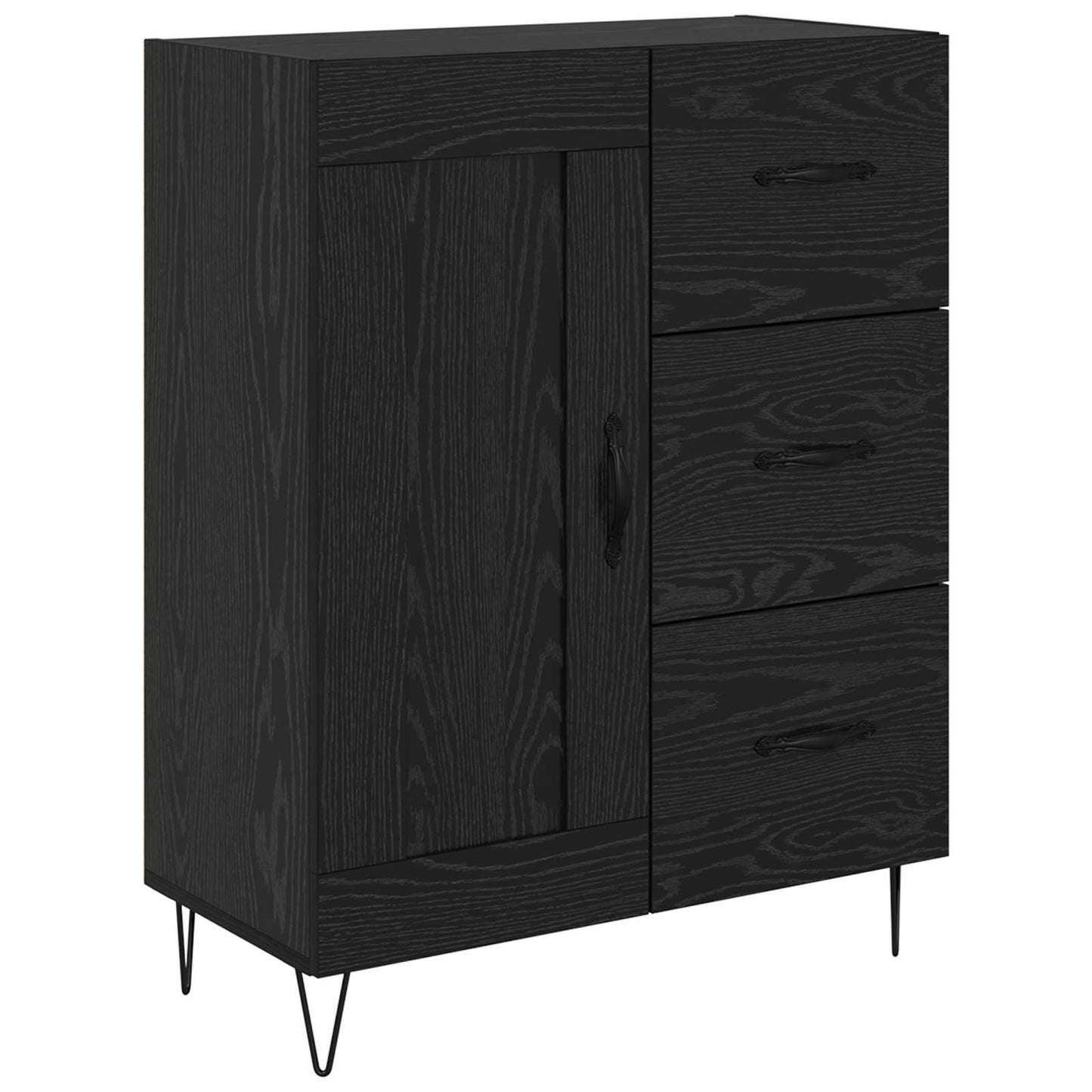 Hoge kast met lade 2 pcs Zwart Eiken Bewerkt hout is nu te koop bij PeponiXL, paradijselijk wonen!