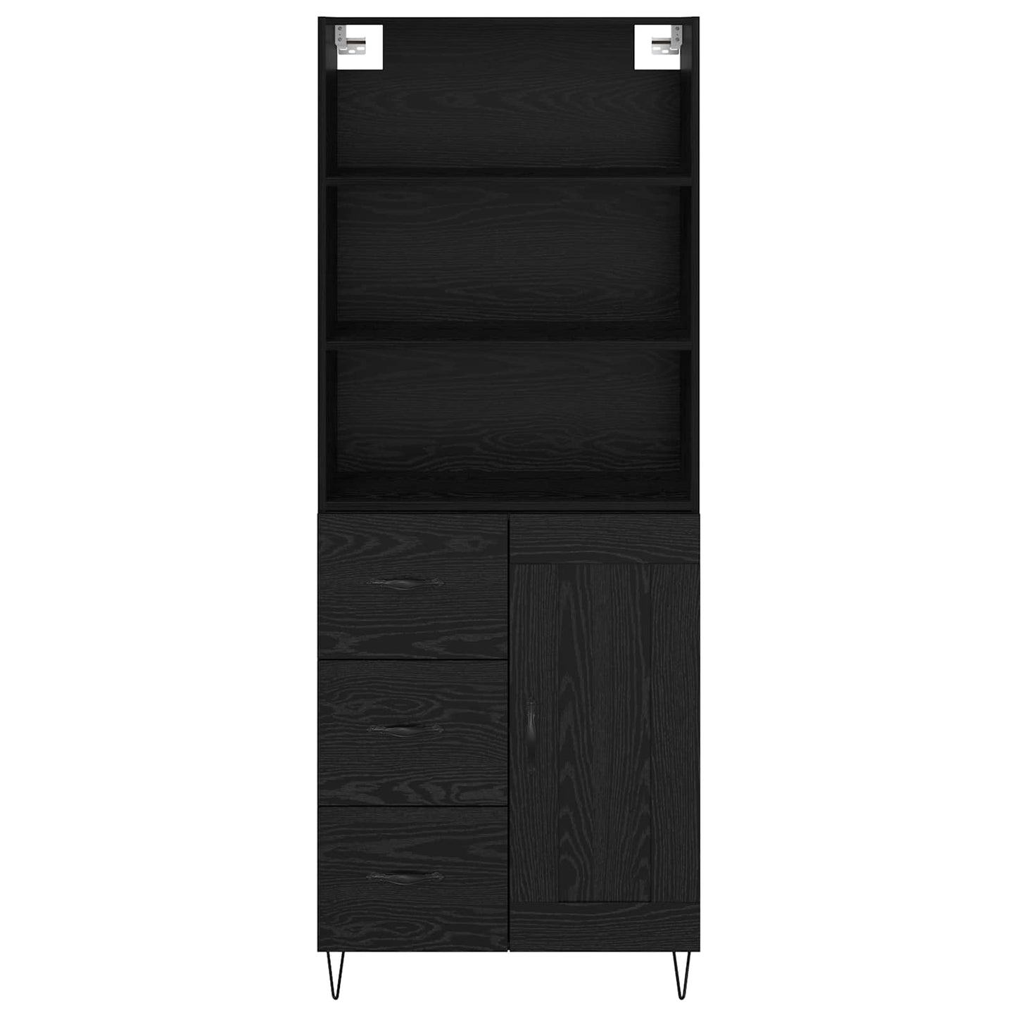 Hoge kast met lade 2 pcs Zwart Eiken Bewerkt hout is nu te koop bij PeponiXL, paradijselijk wonen!
