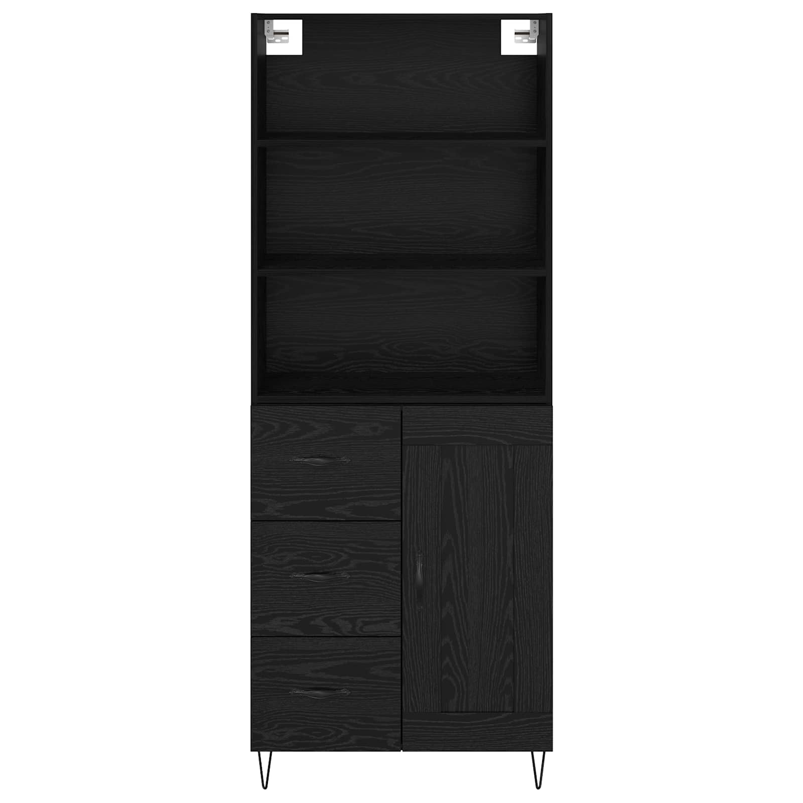 Hoge kast met lade 2 pcs Zwart Eiken Bewerkt hout is nu te koop bij PeponiXL, paradijselijk wonen!