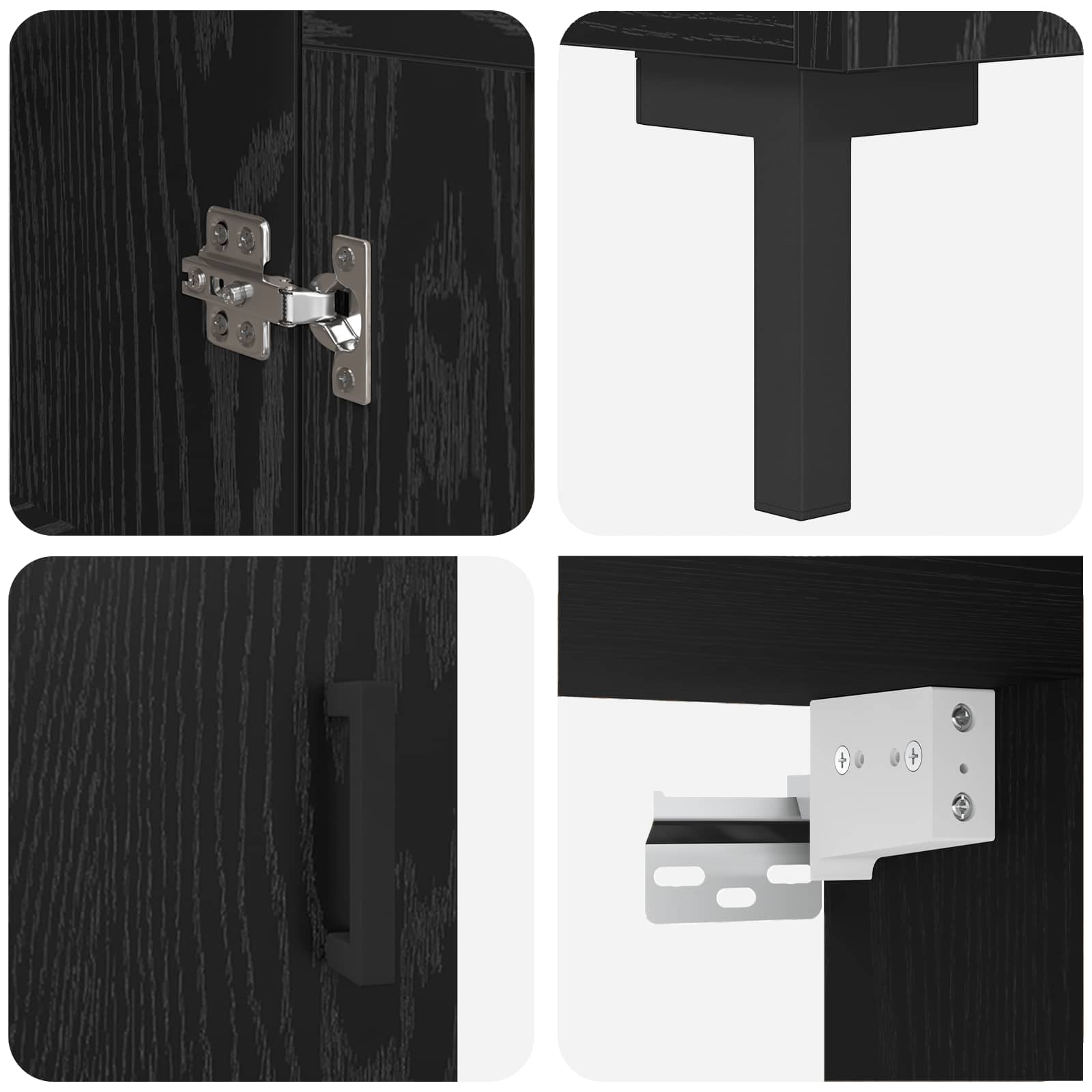 Hoge kast 2 pcs Zwart Eiken Bewerkt hout is nu te koop bij PeponiXL, paradijselijk wonen!