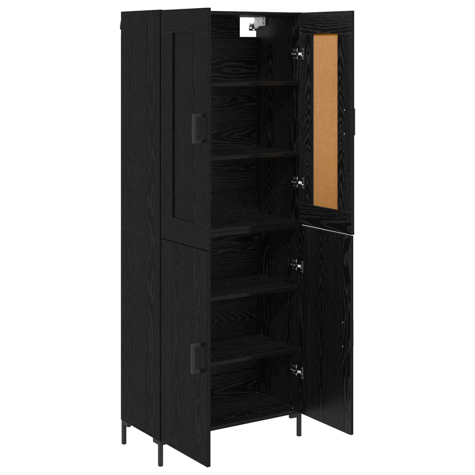 Hoge kast 2 pcs Zwart Eiken Bewerkt hout is nu te koop bij PeponiXL, paradijselijk wonen!