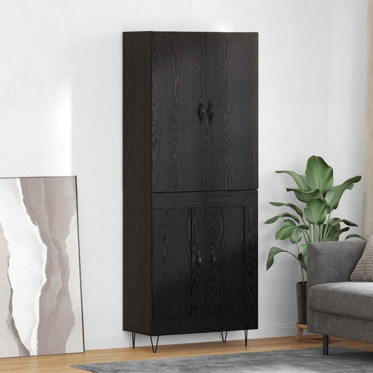 Hoge kast 2 stuks Zwart Eiken Geëngineerd hout en glas is nu te koop bij PeponiXL, paradijselijk wonen!