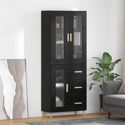 Hoge kast met lade Zwart Eiken 69,5 x 34 x 180 cm Bewerkt hout is nu te koop bij PeponiXL, paradijselijk wonen!