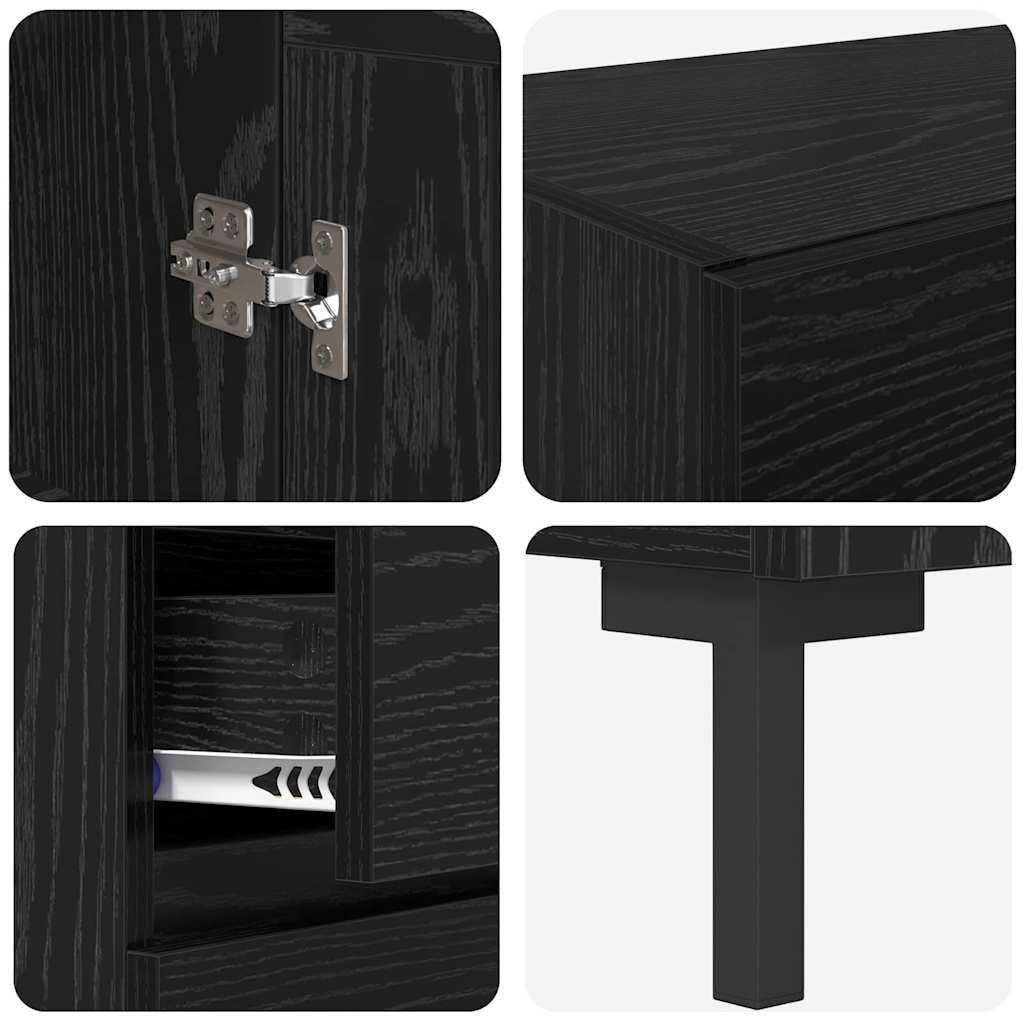 Hoge kast met lade 2 pcs Zwart Eiken Bewerkt hout is nu te koop bij PeponiXL, paradijselijk wonen!