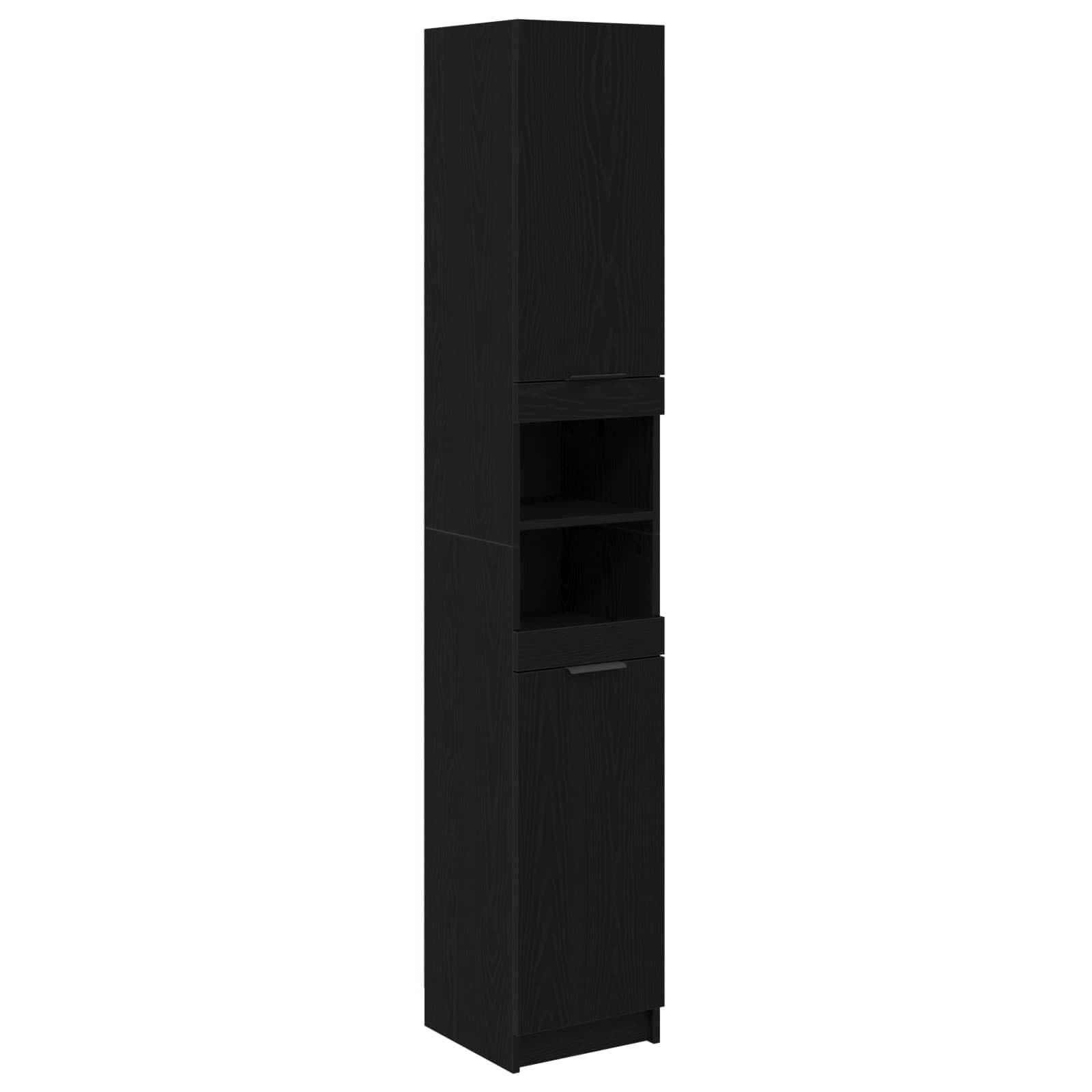 Badkamermeubelset met lade 5 pcs Zwart Eiken Bewerkt hout is nu te koop bij PeponiXL, paradijselijk wonen!