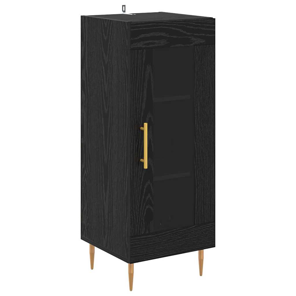 Hoge kast 2 pcs Zwart Eiken Bewerkt hout is nu te koop bij PeponiXL, paradijselijk wonen!