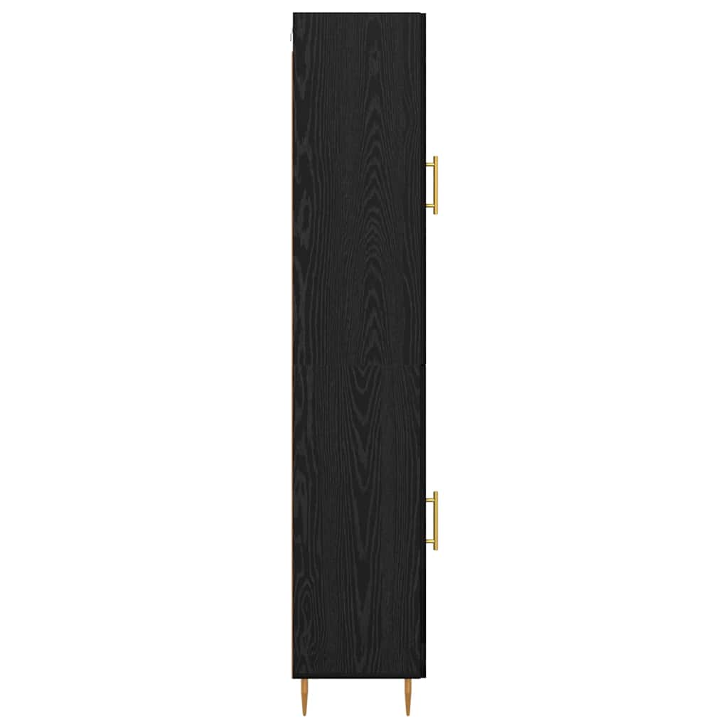 Hoge kast 2 pcs Zwart Eiken Bewerkt hout is nu te koop bij PeponiXL, paradijselijk wonen!