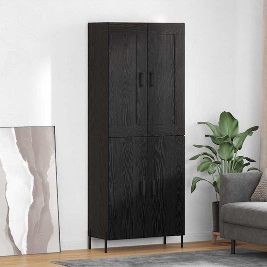 Hoge kast 2 stuks Zwart Eiken Bewerkt hout is nu te koop bij PeponiXL, paradijselijk wonen!