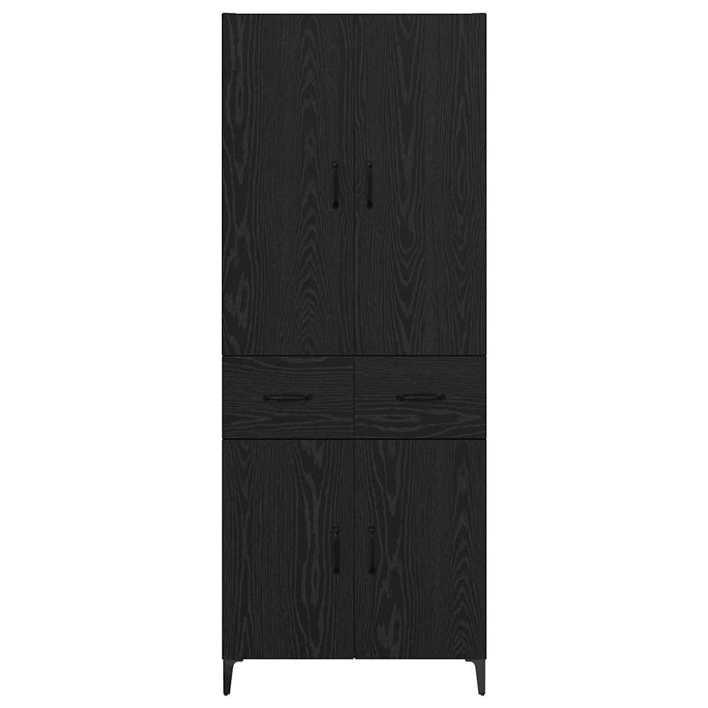 Highboard met lade Zwart Eiken 69,5 x 34 x 180 cm Bewerkt hout is nu te koop bij PeponiXL, paradijselijk wonen!