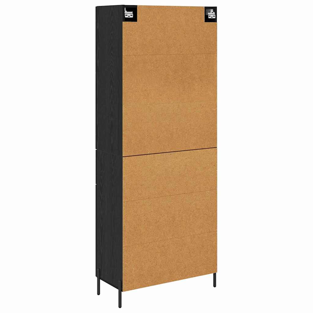 Hoge kast met lade 2 stuks Zwart Eiken Bewerkt hout is nu te koop bij PeponiXL, paradijselijk wonen!
