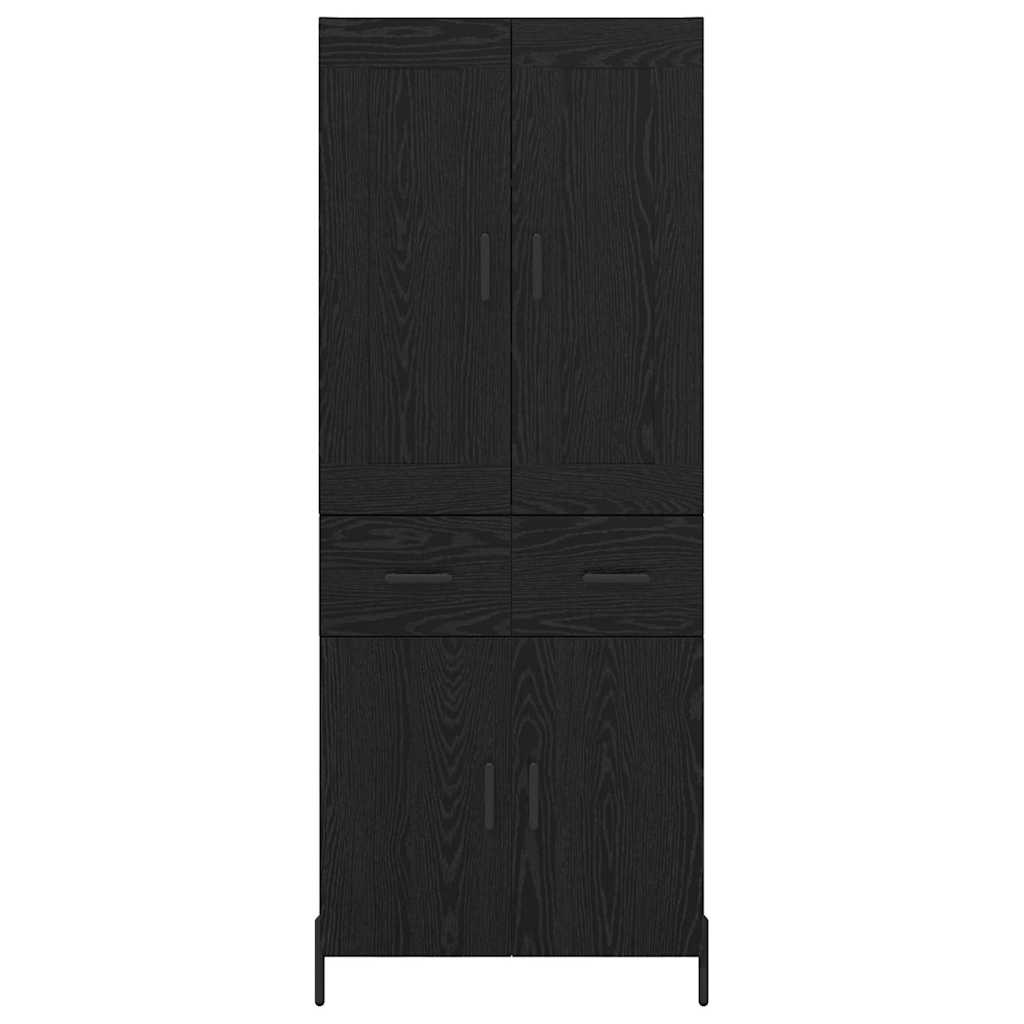 Hoge kast met lade 2 stuks Zwart Eiken Bewerkt hout is nu te koop bij PeponiXL, paradijselijk wonen!