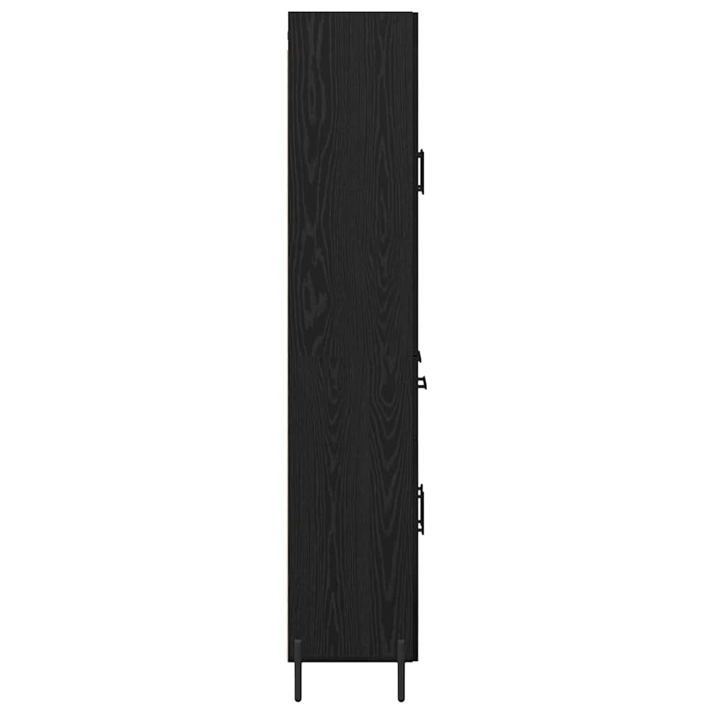 Hoge kast met lade 2 stuks Zwart Eiken Bewerkt hout is nu te koop bij PeponiXL, paradijselijk wonen!