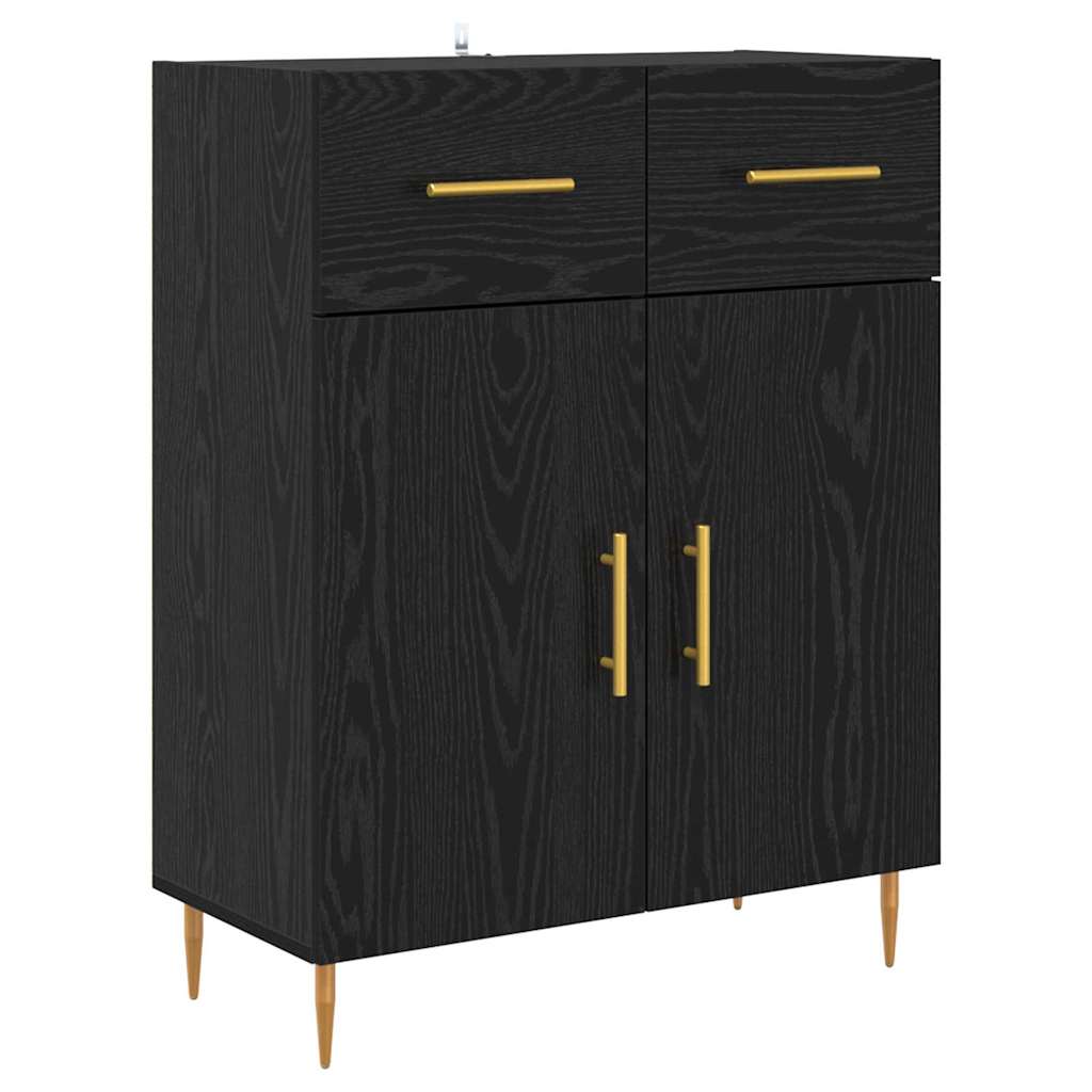 Highboard met lade Zwart Eiken 69,5 x 34 x 180 cm Bewerkt hout is nu te koop bij PeponiXL, paradijselijk wonen!