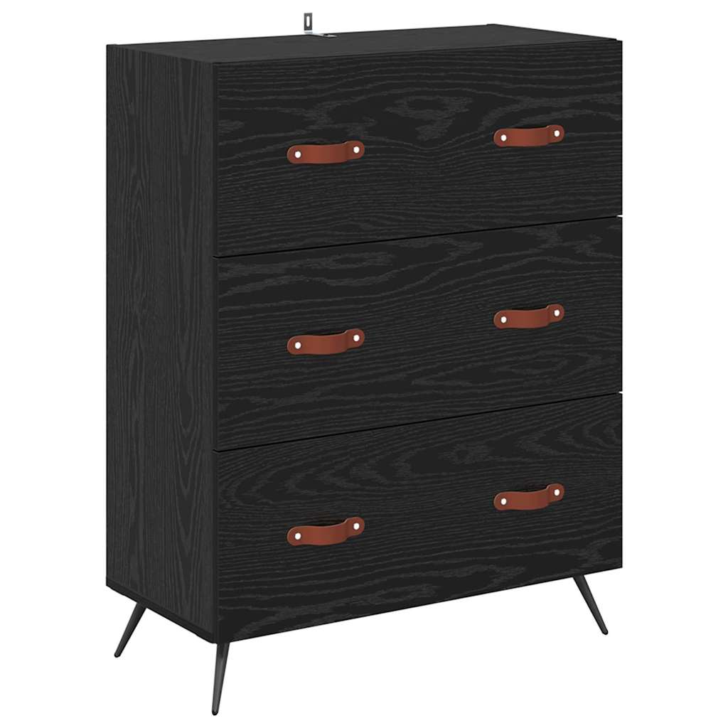 Hoge kast met lade Zwart eiken 69,5 x 34 x 180 cm Bewerkt hout is nu te koop bij PeponiXL, paradijselijk wonen!