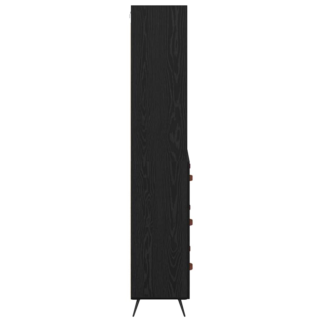 Hoge kast met lade Zwart eiken 69,5 x 34 x 180 cm Bewerkt hout is nu te koop bij PeponiXL, paradijselijk wonen!
