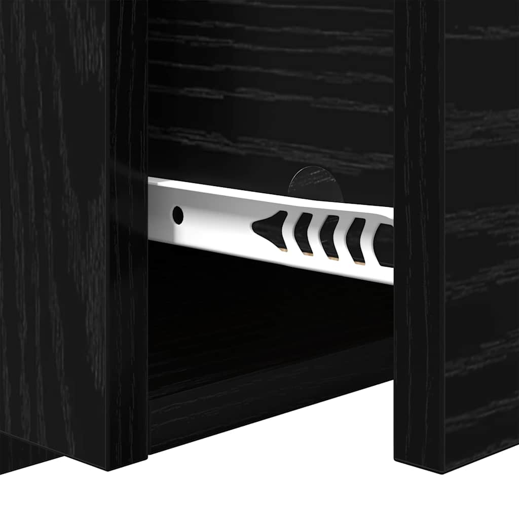 Hoofdbord Met Kast met lade 3 stuks Zwart Eiken Bewerkt hout is nu te koop bij PeponiXL, paradijselijk wonen!