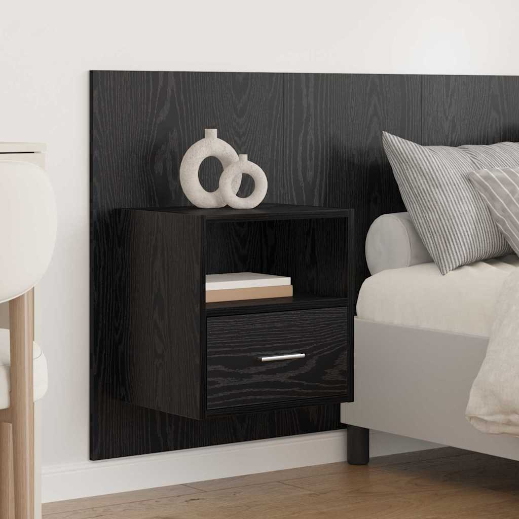 Hoofdbord Met Kast met lade 3 stuks Zwart Eiken Bewerkt hout is nu te koop bij PeponiXL, paradijselijk wonen!