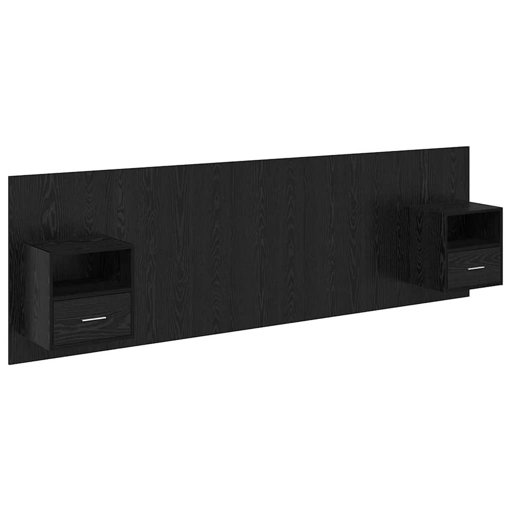 Hoofdbord Met Kast met lade 3 stuks Zwart Eiken Bewerkt hout is nu te koop bij PeponiXL, paradijselijk wonen!