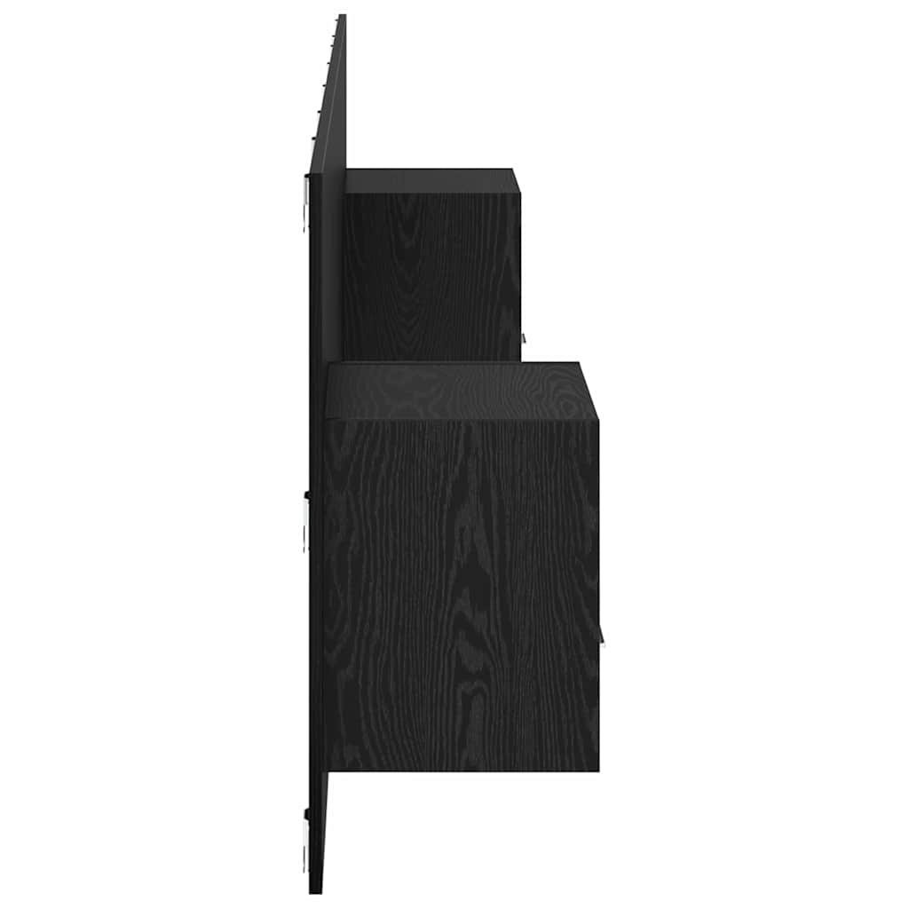 Hoofdbord Met Kast met lade 3 stuks Zwart Eiken Bewerkt hout is nu te koop bij PeponiXL, paradijselijk wonen!