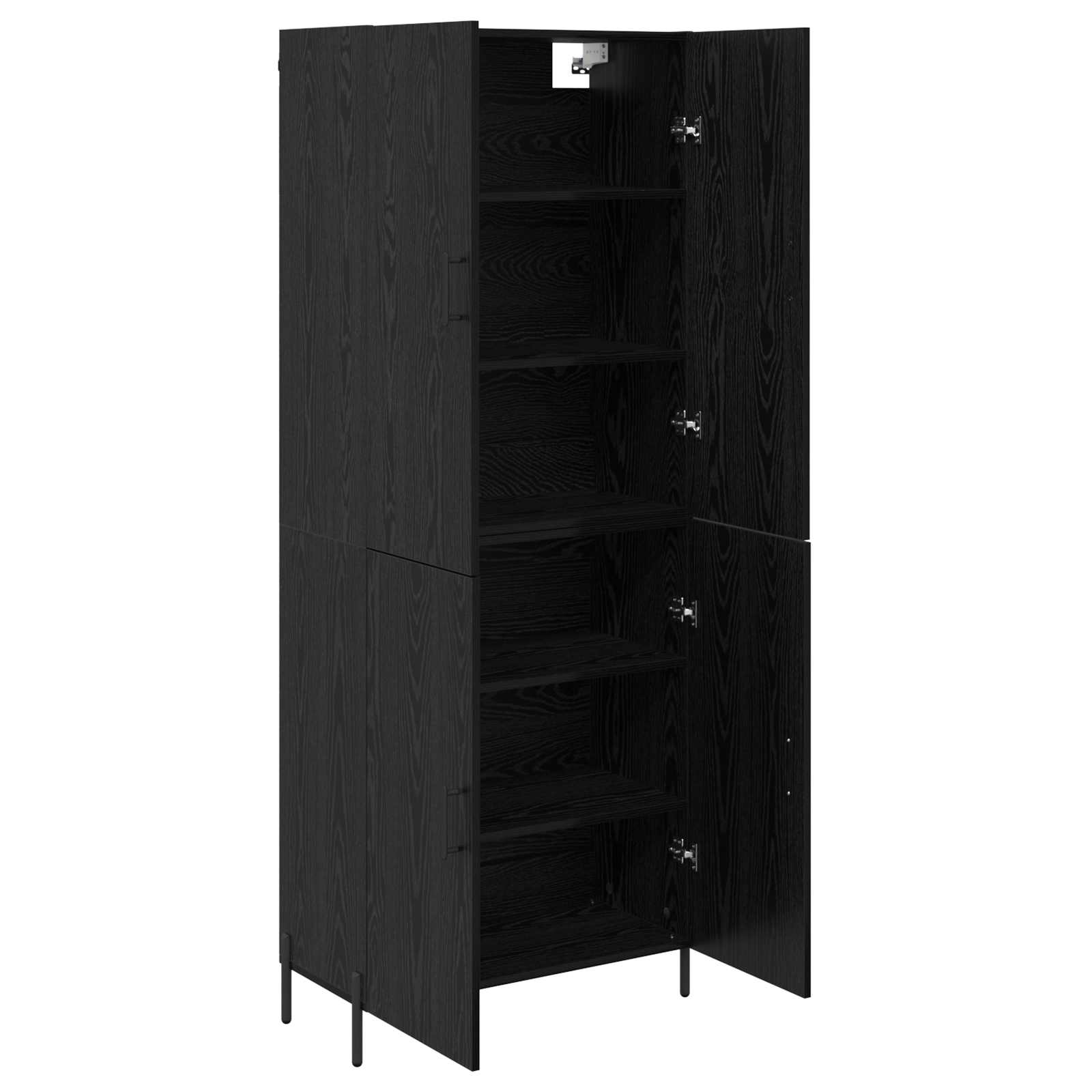 Highboard Zwart Eiken 69,5 x 34 x 180 cm Bewerkt hout is nu te koop bij PeponiXL, paradijselijk wonen!
