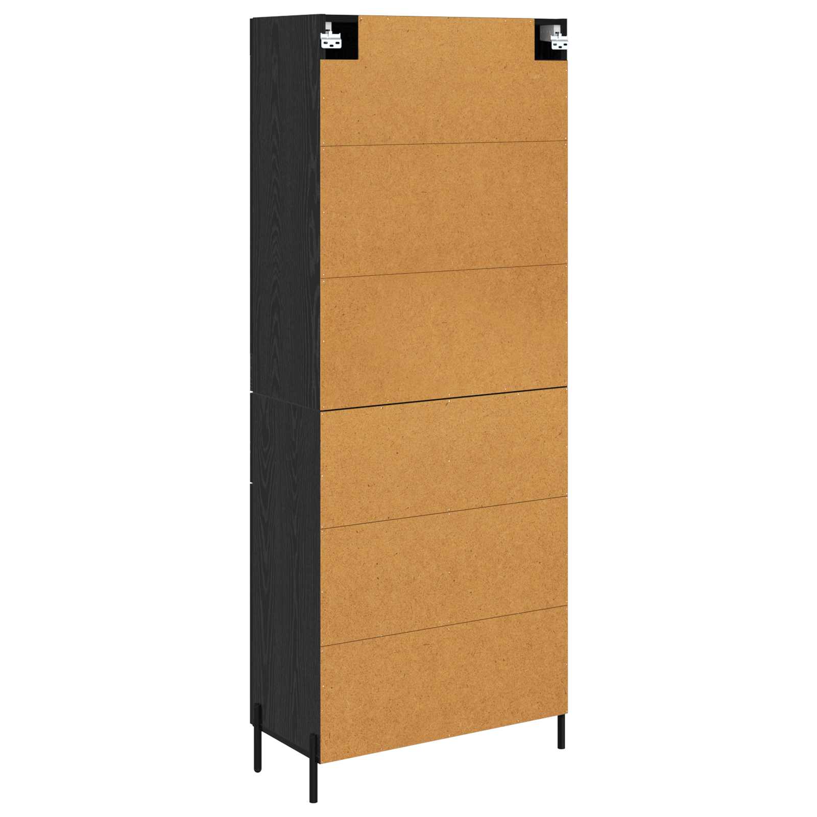 Highboard Zwart Eiken 69,5 x 34 x 180 cm Bewerkt hout is nu te koop bij PeponiXL, paradijselijk wonen!
