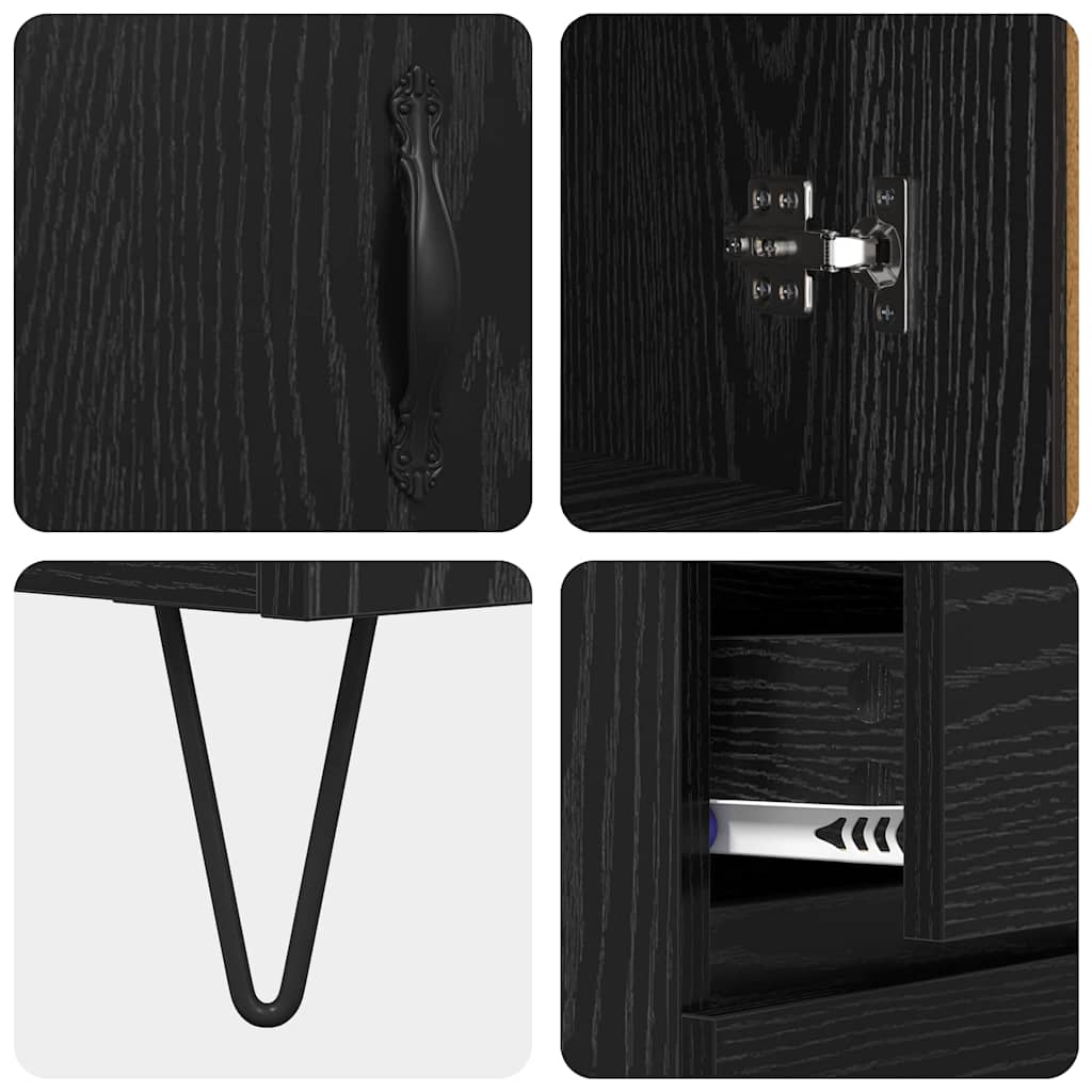 Hoge kast met lade Zwart Eiken 69,5 x 34 x 180 cm Bewerkt hout is nu te koop bij PeponiXL, paradijselijk wonen!