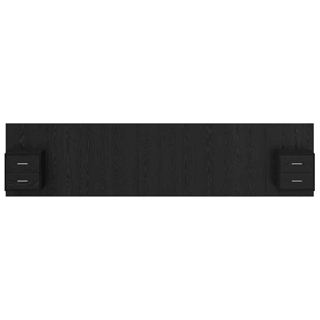 Hoofdbord Met Kast met lade 3 pcs Zwart Eiken Bewerkt hout is nu te koop bij PeponiXL, paradijselijk wonen!