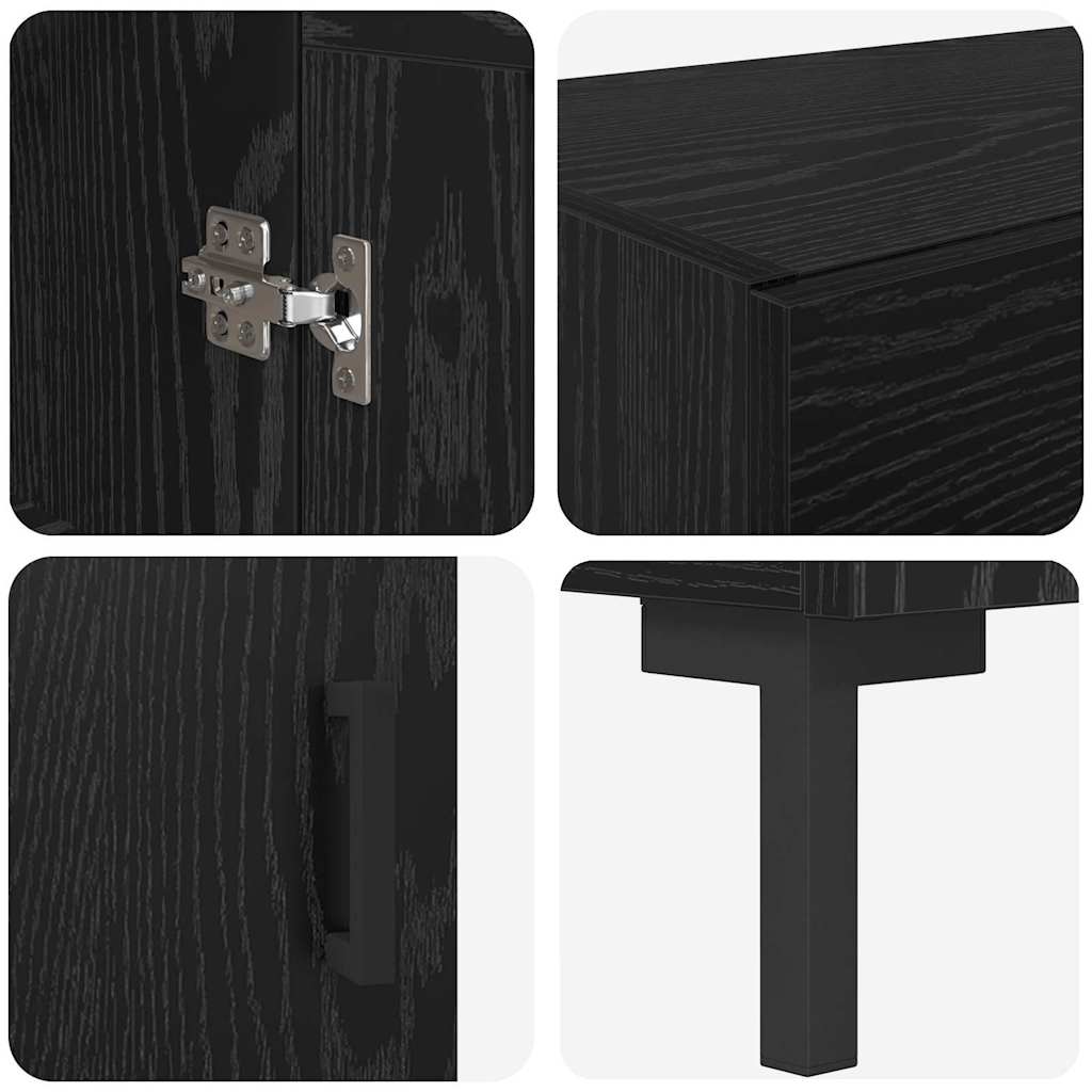 Hoge kast 2 pcs Zwart Eiken Bewerkt hout is nu te koop bij PeponiXL, paradijselijk wonen!