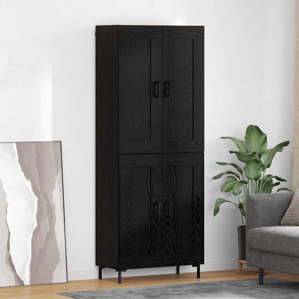 Hoge kast 2 pcs Zwart Eiken Bewerkt hout is nu te koop bij PeponiXL, paradijselijk wonen!