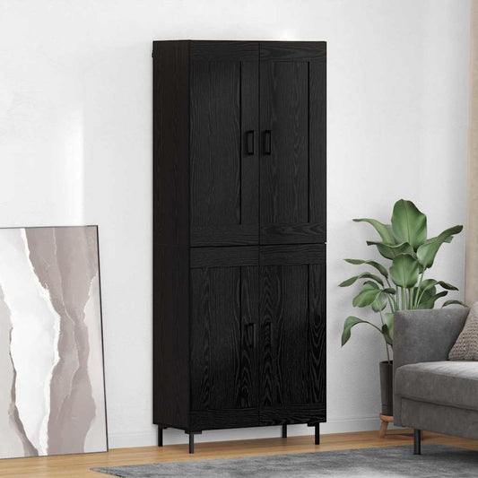Hoge kast 2 pcs Zwart Eiken Bewerkt hout is nu te koop bij PeponiXL, paradijselijk wonen!