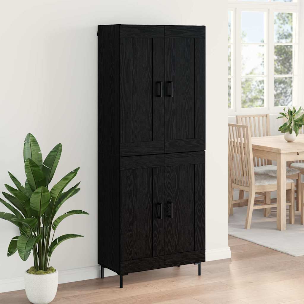 Hoge kast 2 pcs Zwart Eiken Bewerkt hout is nu te koop bij PeponiXL, paradijselijk wonen!