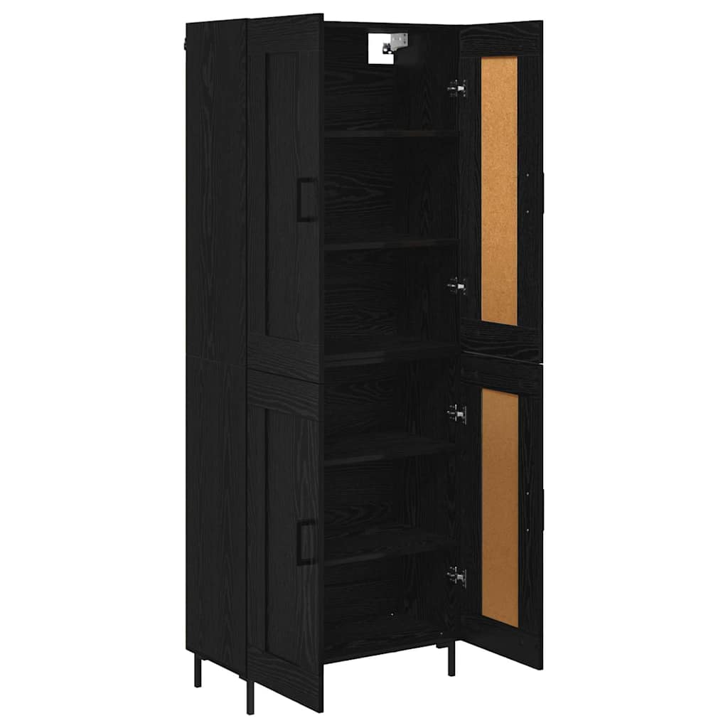 Hoge kast 2 pcs Zwart Eiken Bewerkt hout is nu te koop bij PeponiXL, paradijselijk wonen!