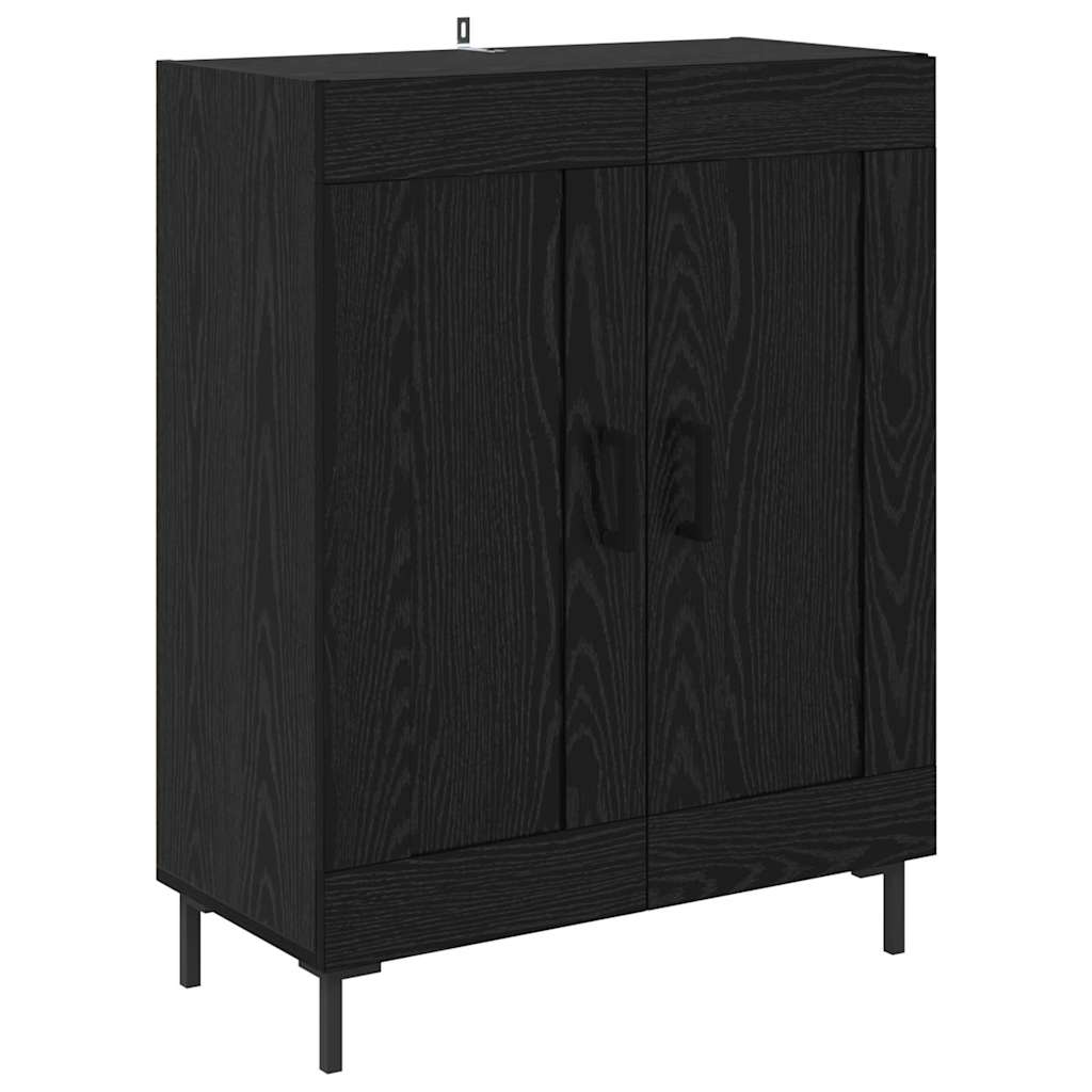 Hoge kast 2 pcs Zwart Eiken Bewerkt hout is nu te koop bij PeponiXL, paradijselijk wonen!