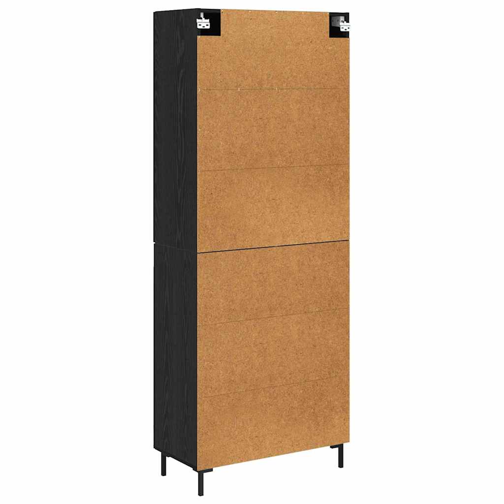 Hoge kast 2 pcs Zwart Eiken Bewerkt hout is nu te koop bij PeponiXL, paradijselijk wonen!