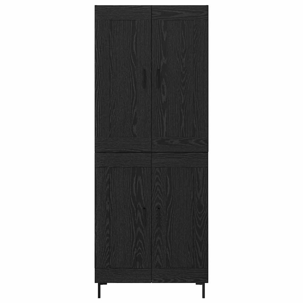 Hoge kast 2 pcs Zwart Eiken Bewerkt hout is nu te koop bij PeponiXL, paradijselijk wonen!