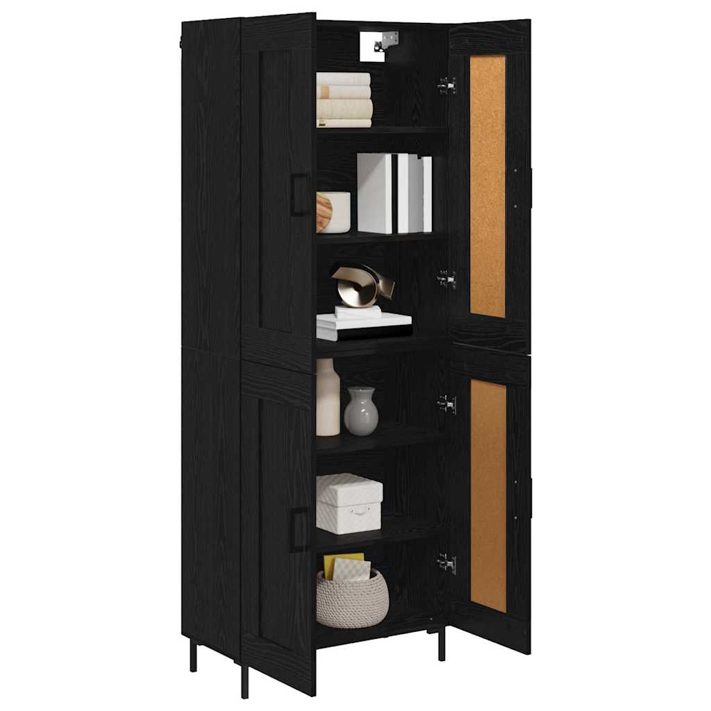 Hoge kast 2 pcs Zwart Eiken Bewerkt hout is nu te koop bij PeponiXL, paradijselijk wonen!
