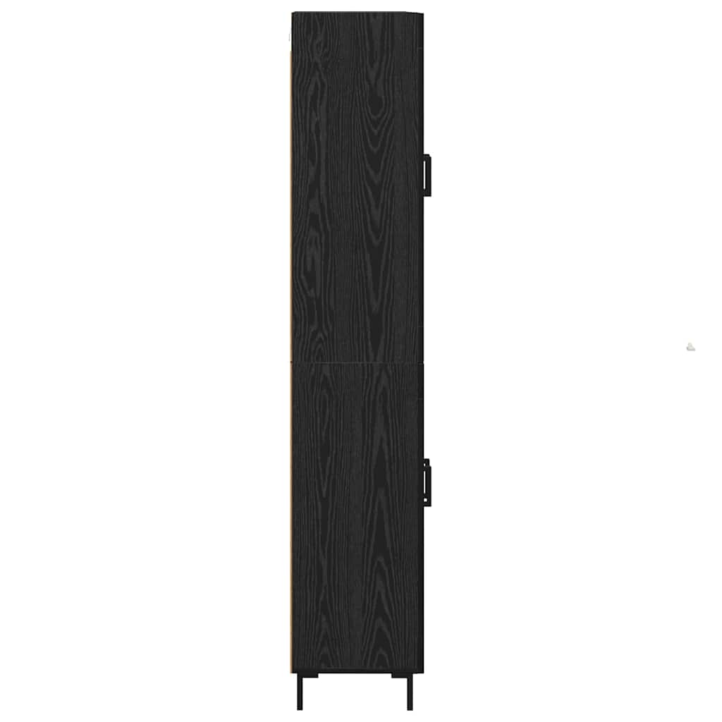 Hoge kast 2 pcs Zwart Eiken Bewerkt hout is nu te koop bij PeponiXL, paradijselijk wonen!