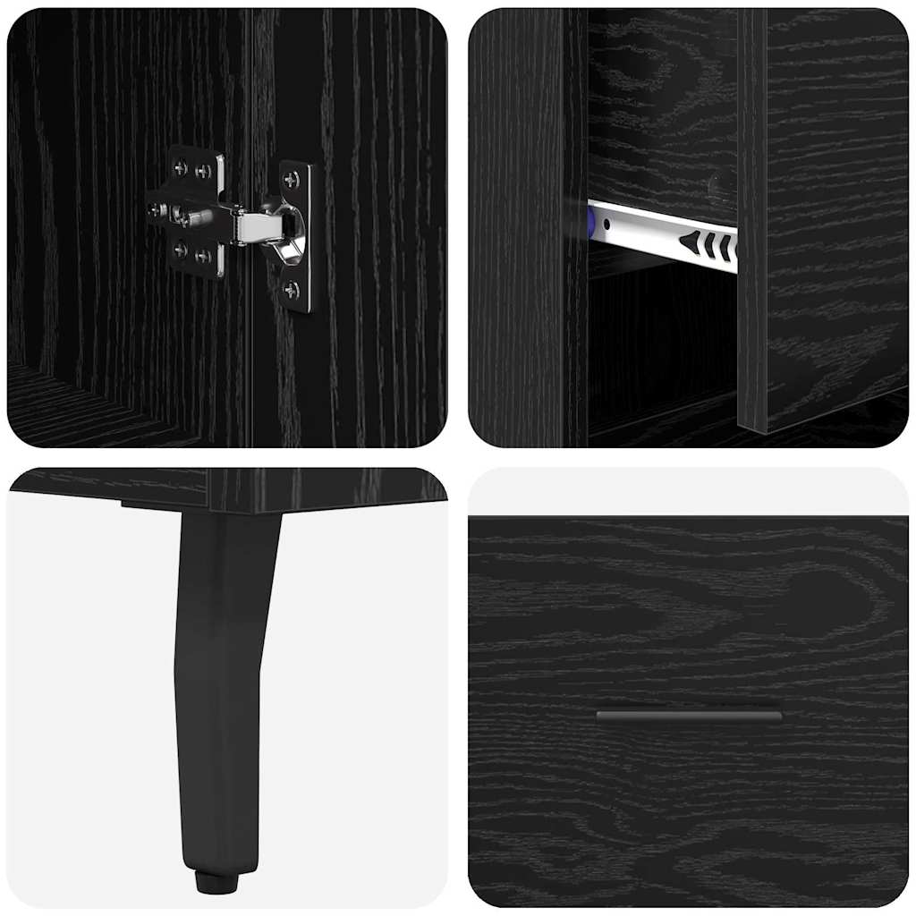 Highboard met lade Zwart Eiken 34,5 x 34 x 180 cm Bewerkt hout is nu te koop bij PeponiXL, paradijselijk wonen!